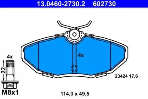 ATE Brake Pad Set, disc brake (13.0460-2730.2)