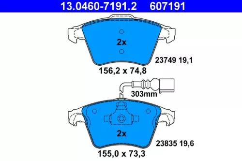 ATE Brake Pad Set, disc brake (13.0460-7191.2)