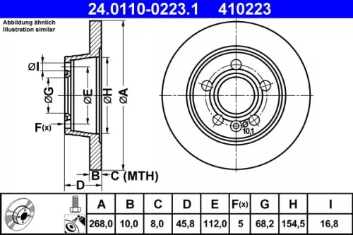 ATE Brake Disc (24.0110-0223.1)