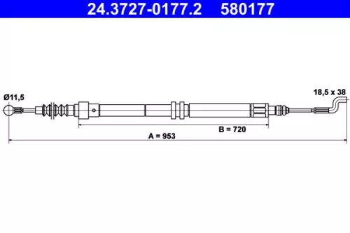 ATE Cable Pull, parking brake (24.3727-0177.2)