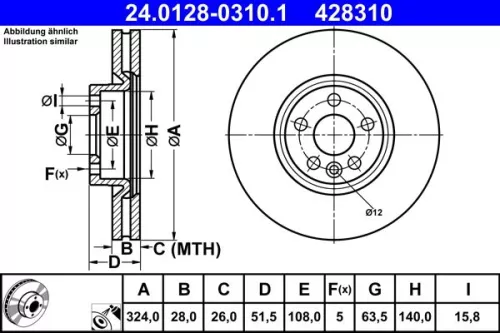 ATE Brake Disc (24.0128-0310.1)