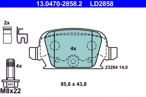 ATE Brake Pad Set, disc brake (13.0470-2858.2)
