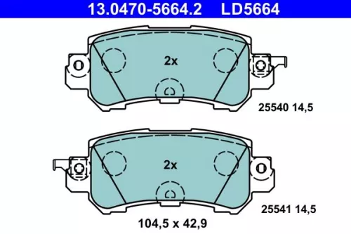 ATE Brake Pad Set, disc brake (13.0470-5664.2)