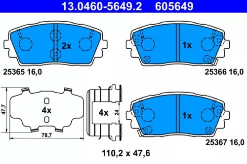 ATE Brake Pad Set, disc brake (13.0460-5649.2)