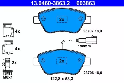 ATE Brake Pad Set, disc brake (13.0460-3863.2)