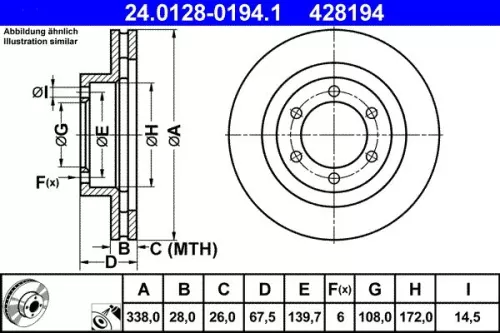 ATE Brake Disc (24.0128-0194.1)