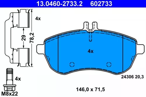 ATE Brake Pad Set, disc brake (13.0460-2733.2)