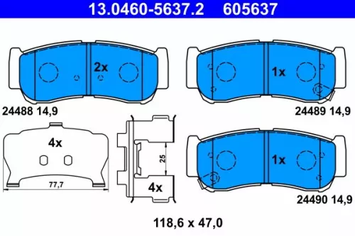 ATE Brake Pad Set, disc brake (13.0460-5637.2)
