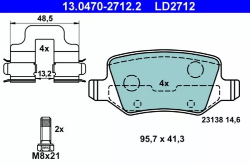 ATE Brake Pad Set, disc brake (13.0470-2712.2)