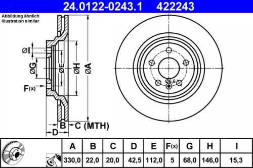 ATE Brake Disc (24.0122-0243.1)