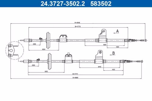 ATE Cable Pull, parking brake (24.3727-3502.2)