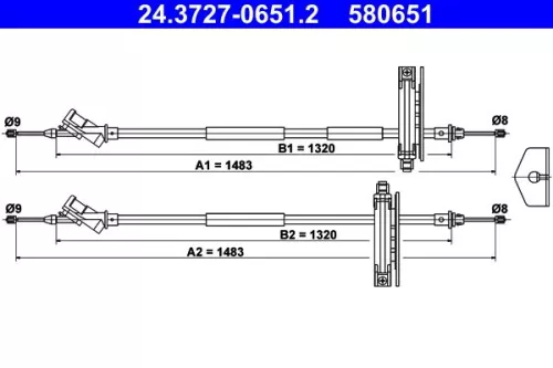 ATE Cable Pull, parking brake (24.3727-0651.2)