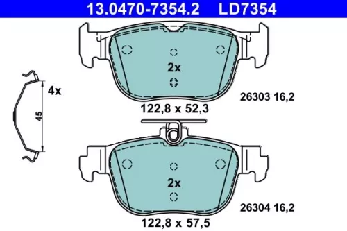 ATE Brake Pad Set, disc brake (13.0470-7354.2)