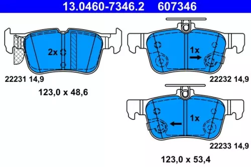 ATE Brake Pad Set, disc brake (13.0460-7346.2)
