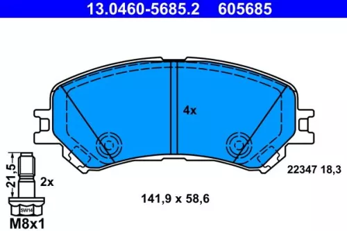 ATE Brake Pad Set, disc brake (13.0460-5685.2)