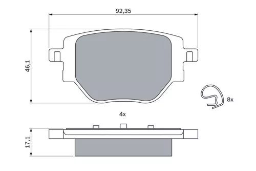 BOSCH Brake Pad Set, disc brake (0986424988)