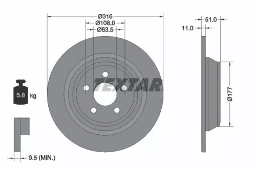 TEXTAR Brake Disc (92291903)