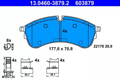 ATE Brake Pad Set, disc brake (13.0460-3879.2)