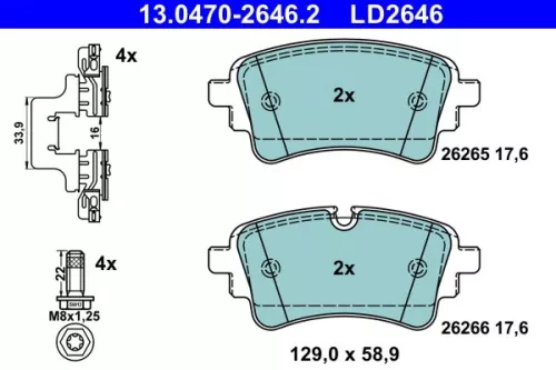 ATE Brake Pad Set, disc brake (13.0470-2646.2)
