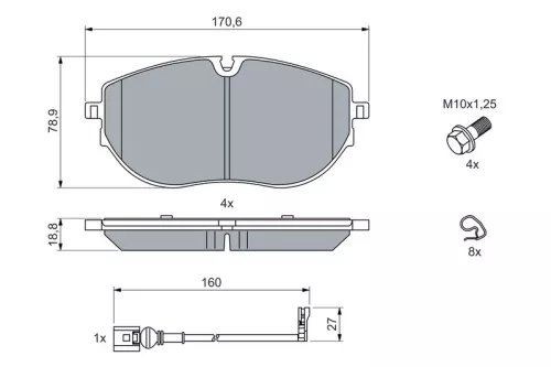 BOSCH Brake Pad Set, disc brake (0986460082)