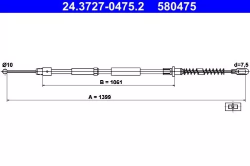 ATE Cable Pull, parking brake (24.3727-0475.2)