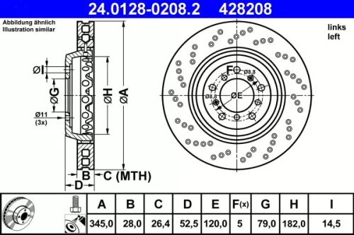 ATE Brake Disc (24.0128-0208.2)