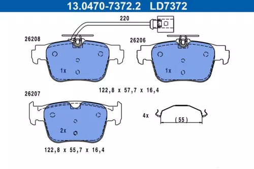 ATE Brake Pad Set, disc brake (13.0470-7372.2)