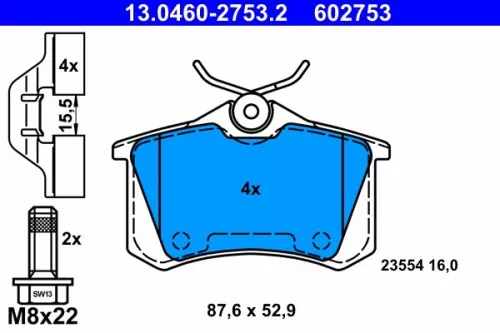 ATE Brake Pad Set, disc brake (13.0460-2753.2)