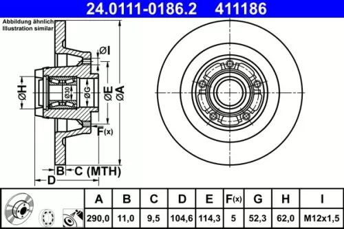 ATE Brake Disc (24.0111-0186.2)