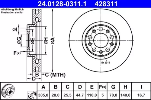 ATE Brake Disc (24.0128-0311.1)
