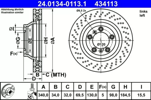 ATE Brake Disc (24.0134-0113.1)
