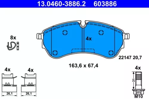 ATE Brake Pad Set, disc brake (13.0460-3886.2)