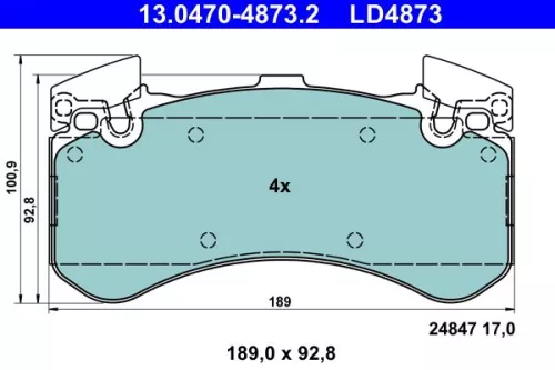 ATE Brake Pad Set, disc brake (13.0470-4873.2)