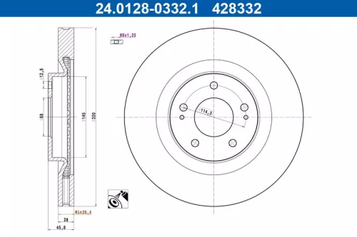 ATE Brake Disc (24.0128-0332.1)