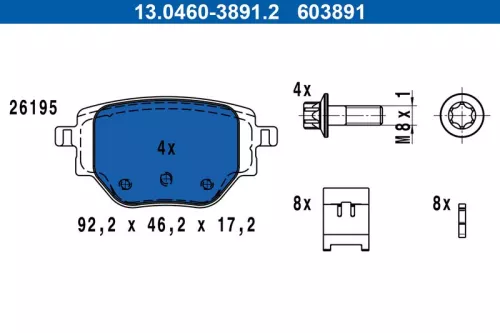 ATE Brake Pad Set, disc brake (13.0460-3891.2)