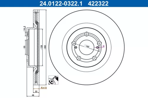 ATE Brake Disc (24.0122-0322.1)
