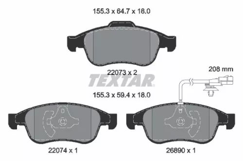 TEXTAR Brake Pad Set, disc brake (2207301)
