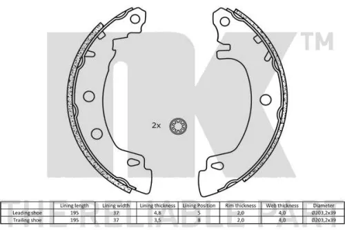 NK Brake Shoe Set (2739581)