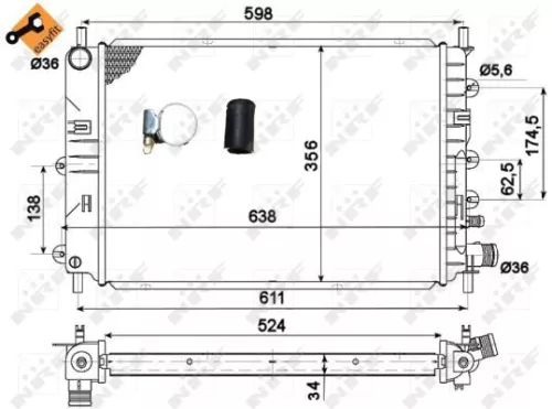 NRF Radiator, engine cooling (514436)