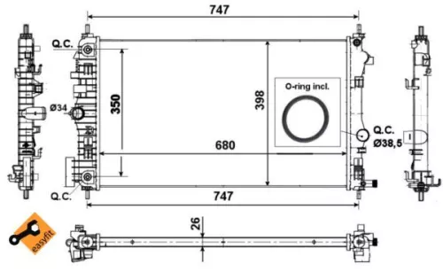 NRF Radiator, engine cooling (53777)