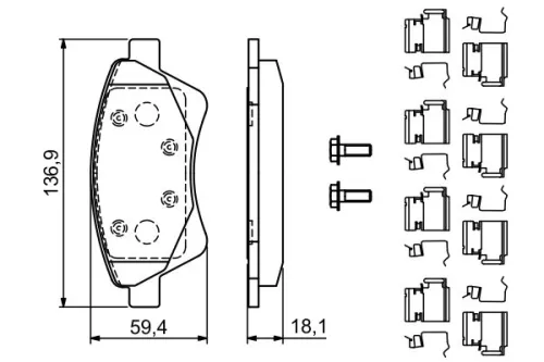 BOSCH Brake Pad Set, disc brake (0 986 494 725)