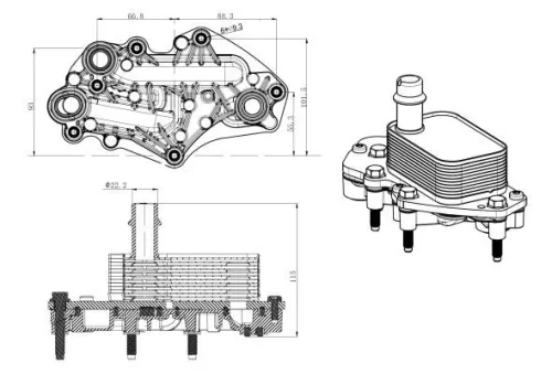 NRF Oil Cooler, engine oil (31842)