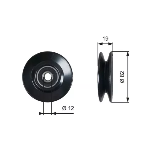 GATES Deflection Pulley/Guide Pulley, V-belt (T36606)