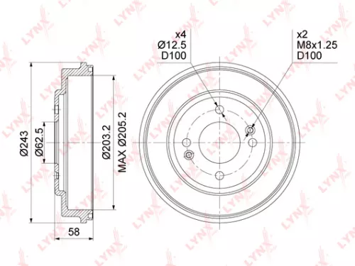 LYNXAUTO Brake drum (203x38,5) (BM-1072)