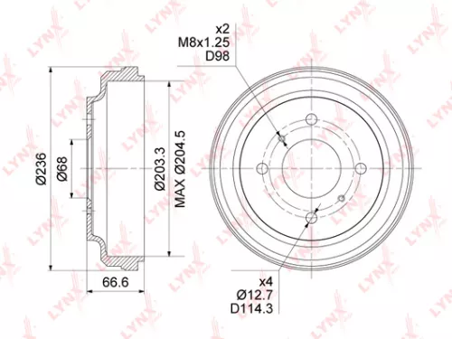 LYNXAUTO Brake drum (203x43) (BM-1114)