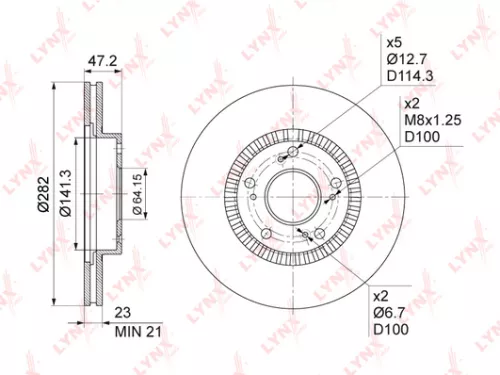 LYNXAUTO Brake disc, front (282x23) (BN-1033)