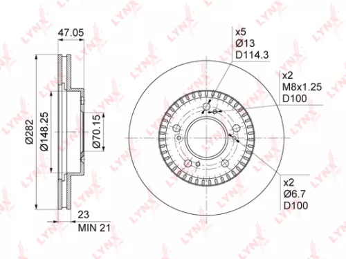LYNXAUTO Brake disc, front (282x23) (BN-1037)