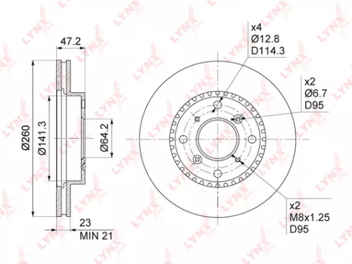 LYNXAUTO Brake disc, front (260x23) (BN-1041)