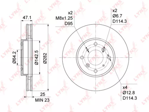 LYNXAUTO Brake disc, front (282x25) (BN-1043)