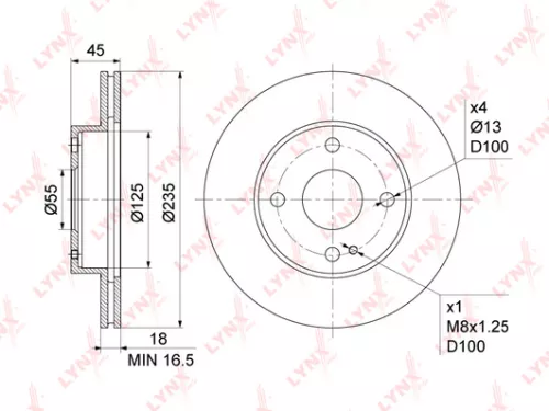 LYNXAUTO Brake disc, front (234,5x18) (BN-1070)